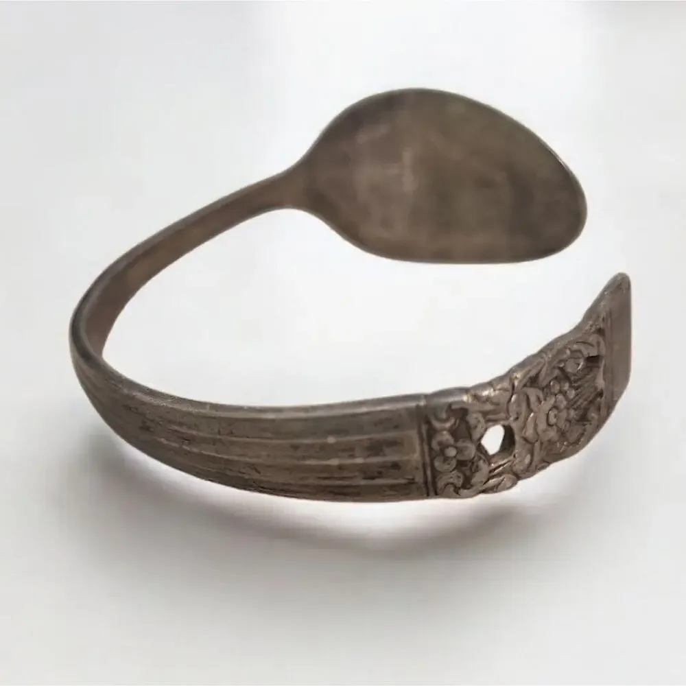 Handcrafted Silver Plated Floral Cuff Spoon Bracelet